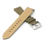 skt.l6.11 Cross Olive Green DASSARI Fitted Textured Leather Watch Band Strap For Seiko Turtle 22mm