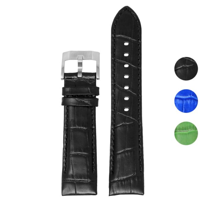 skt.l8 Gallery DASSARI Fitted Crocodile Embossed Leather Watch Band Strap For Seiko Turtle 22mm