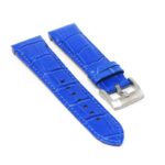 skt.l8.5 Angle Blue DASSARI Fitted Crocodile Embossed Leather Watch Band Strap For Seiko Turtle 22mm