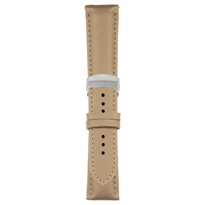 Beige Classic Men's Strap with Deployant Polished Silver Clasp