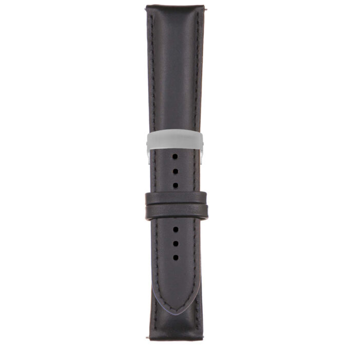 Black Classic Men's Strap with Deployant Brushed Silver Clasp