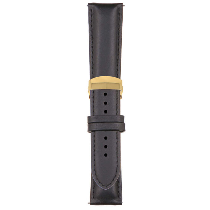 Black Classic Men's Strap with Deployant Yellow Gold Clasp