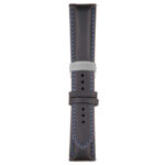 Black and Blue Classic Men's Strap with Deployant Brushed Silver Clasp