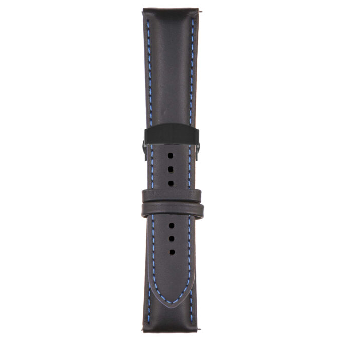 Black and Blue Classic Men's Strap with Deployant Matte Black Clasp