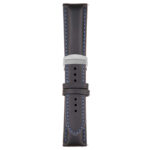 Black and Blue Classic Men's Strap with Deployant Polished Silver Clasp