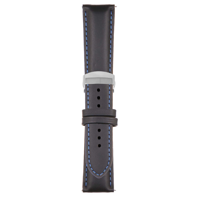 Black and Blue Classic Men's Strap with Deployant Polished Silver Clasp