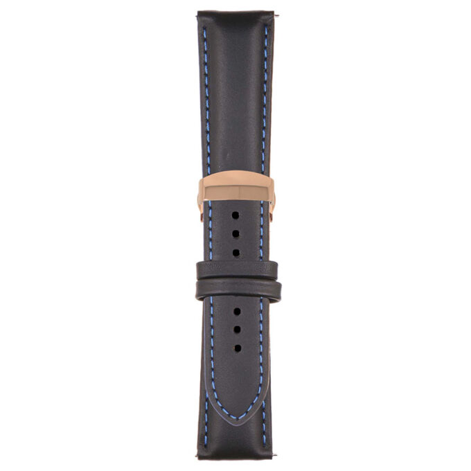 Black and Blue Classic Men's Strap with Deployant Rose Gold Clasp