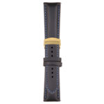 Black and Blue Classic Men's Strap with Deployant Yellow Gold Clasp