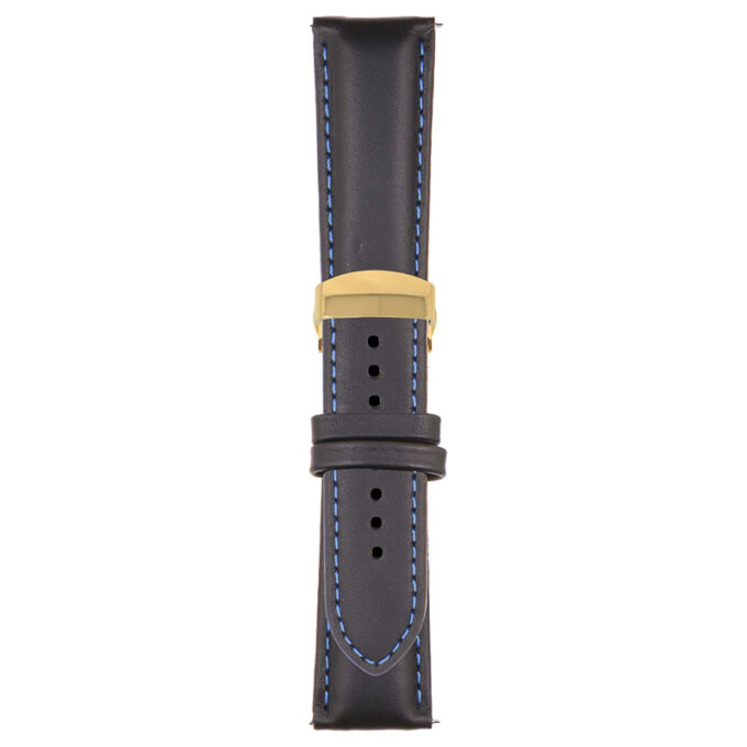 Black and Blue Classic Men's Strap with Deployant Yellow Gold Clasp