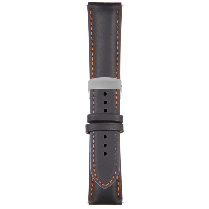 Black and Orange Classic Men's Strap with Deployant Brushed Silver Clasp