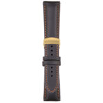 Black and Orange Classic Men's Strap with Deployant Yellow Gold Clasp