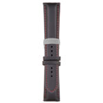 Black and Red Classic Men's Strap with Deployant Brushed Silver Clasp