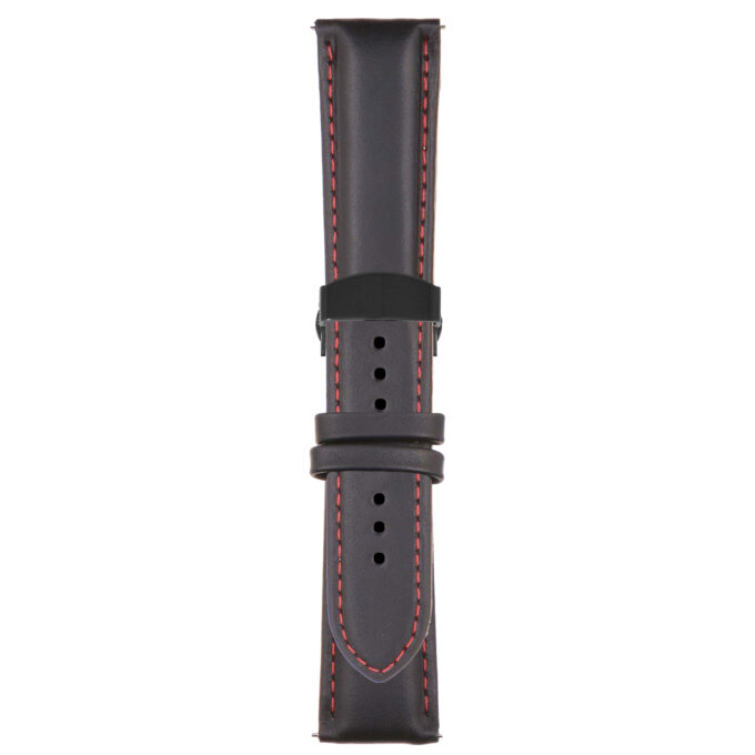 Black and Red Classic Men's Strap with Deployant Matte Black Clasp