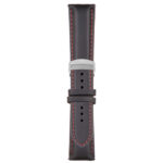 Black and Red Classic Men's Strap with Deployant Polished Silver Clasp