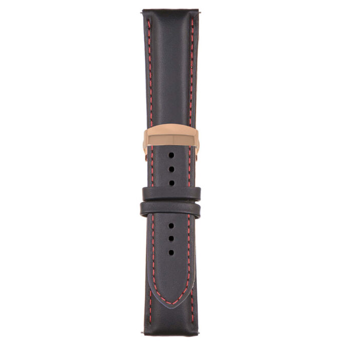 Black and Red Classic Men's Strap with Deployant Rose Gold Clasp