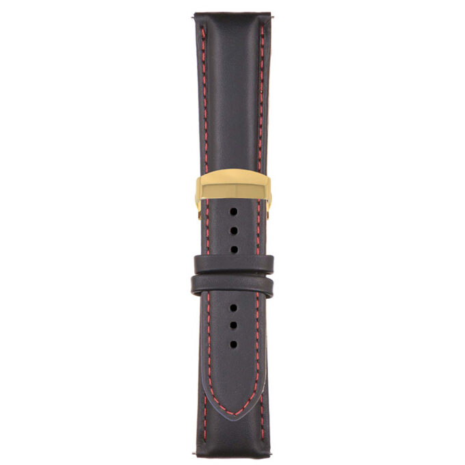 Black and Red Classic Men's Strap with Deployant Yellow Gold Clasp