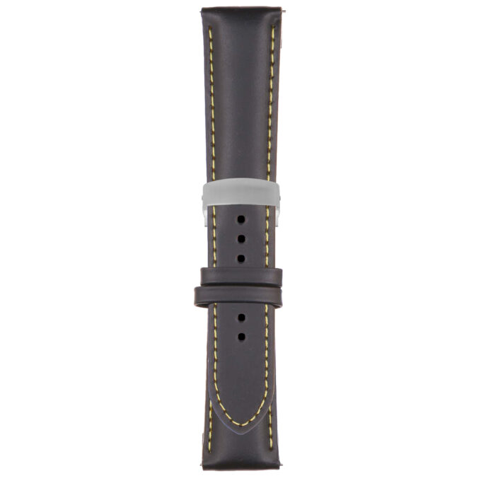 Black and Yellow Classic Men's Strap with Deployant Brushed Silver Clasp