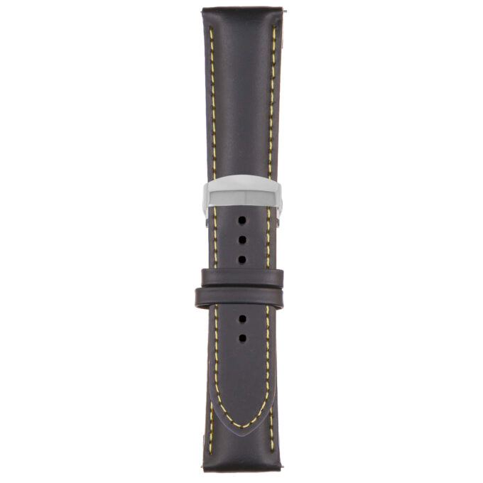 Black and Yellow Classic Men's Strap with Deployant Polished Silver Clasp