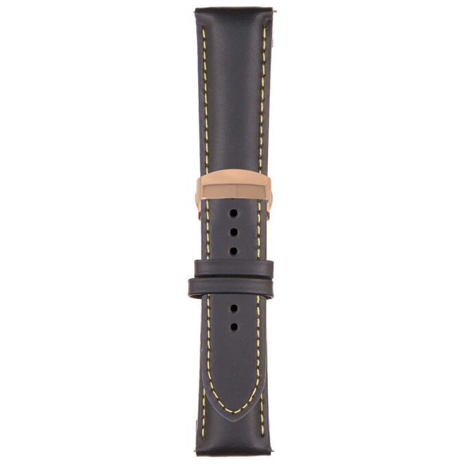 Black and Yellow Classic Men's Strap with Deployant Rose Gold Clasp