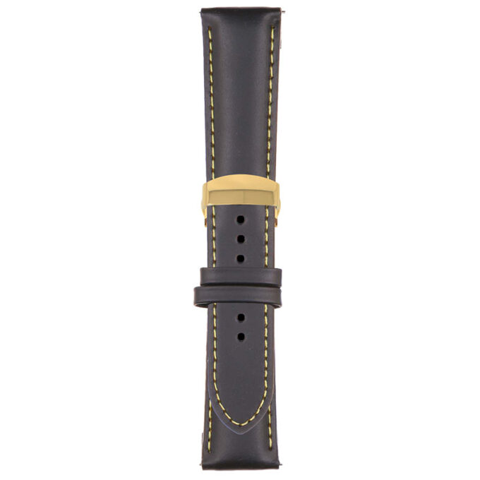 Black and Yellow Classic Men's Strap with Deployant Yellow Gold Clasp