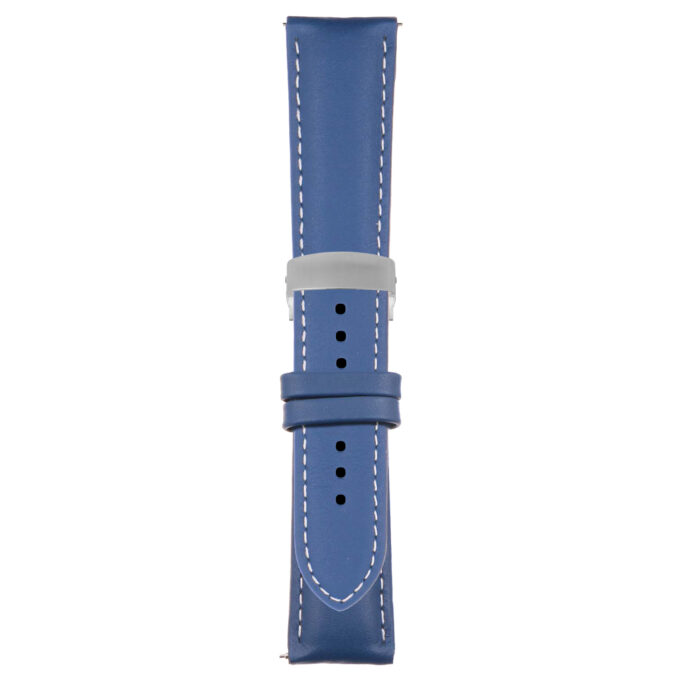 Blue and White Classic Men's Strap with Deployant Brushed Silver Clasp