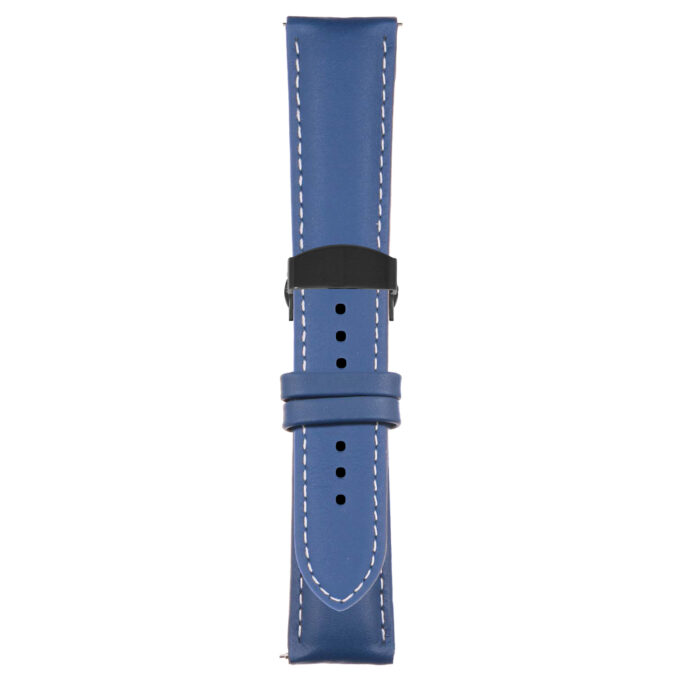 Blue and White Classic Men's Strap with Deployant Matte Black Clasp