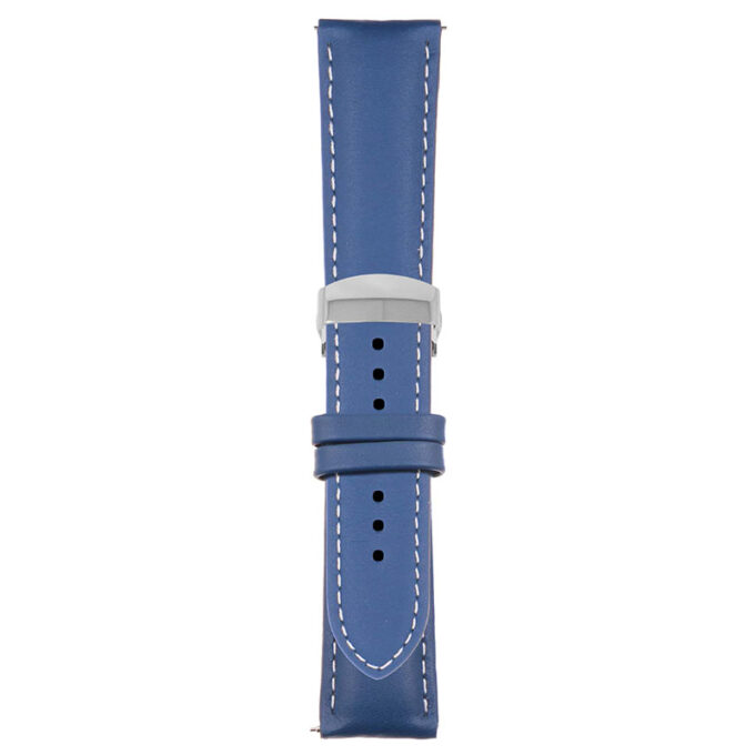 Blue and White Classic Men's Strap with Deployant Polished Silver Clasp