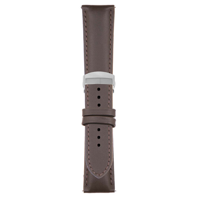 Brown Classic Men's Strap with Deployant Polished Silver Clasp