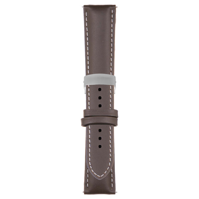 Brown and White Classic Men's Strap with Deployant Brushed Silver Clasp