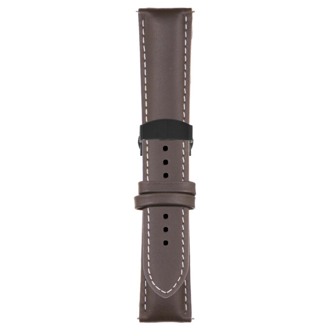 Brown and White Classic Men's Strap with Deployant Matte Black Clasp