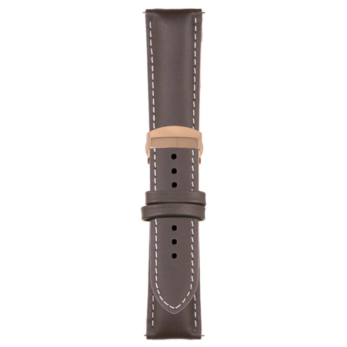 Brown and White Classic Men's Strap with Deployant Rose Gold Clasp