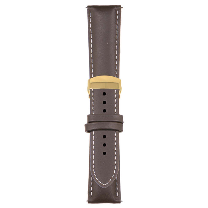 Brown and White Classic Men's Strap with Deployant Yellow Gold Clasp