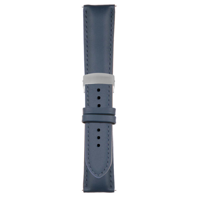 Dark Blue Classic Men's Strap with Deployant Brushed Silver Clasp