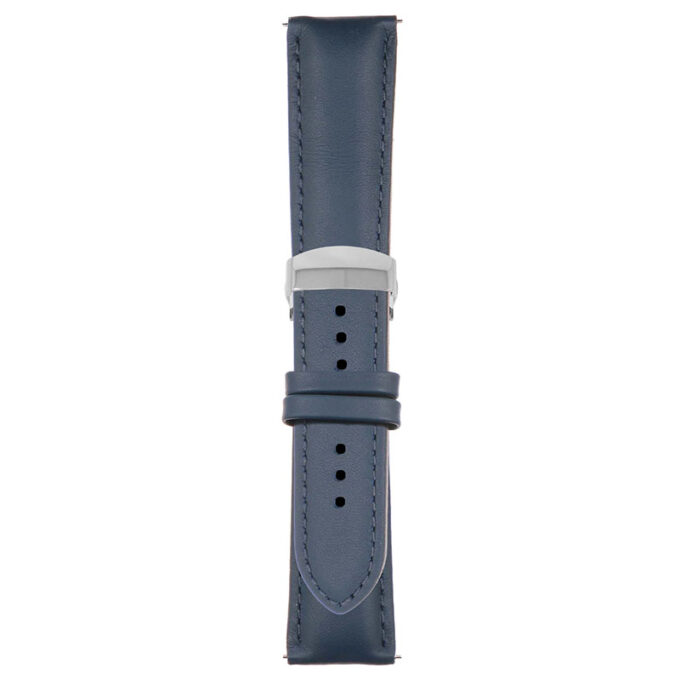 Dark Blue Classic Men's Strap with Deployant Polished Silver Clasp