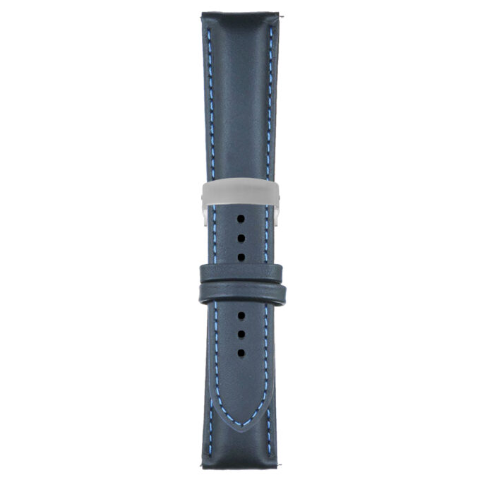 Dark Blue and Blue Classic Men's Strap with Deployant Brushed Silver Clasp