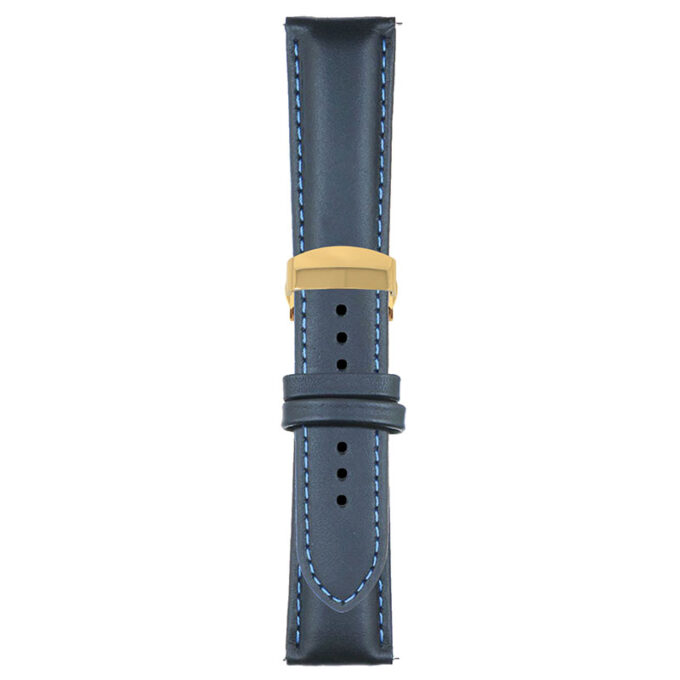 Dark Blue and Blue Classic Men's Strap with Deployant Yellow Gold Clasp