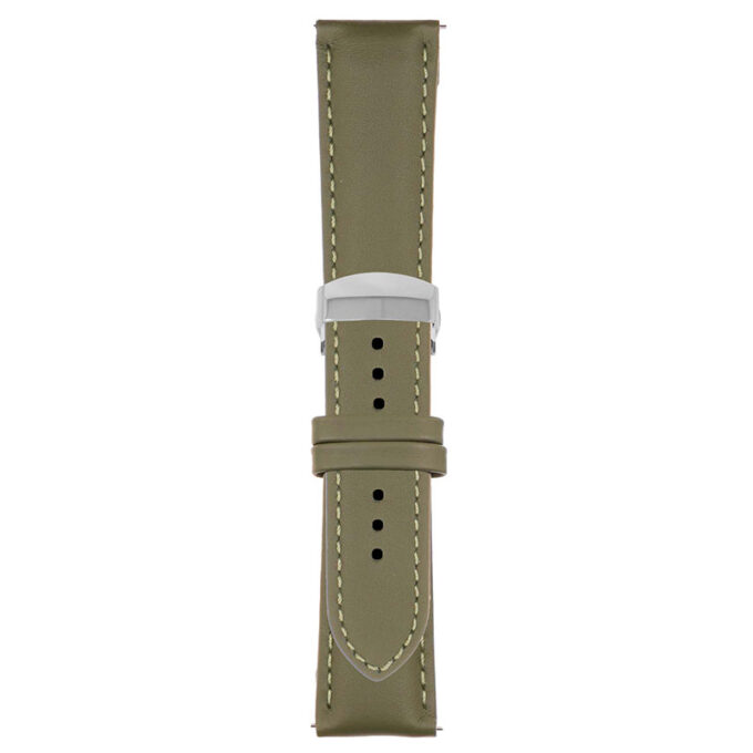 Green Classic Men's Strap with Deployant Polished Silver Clasp