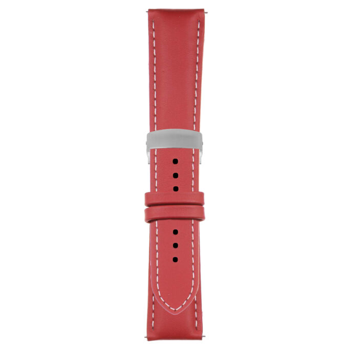 Red and White Classic Men's Strap with Deployant Brushed Silver Clasp