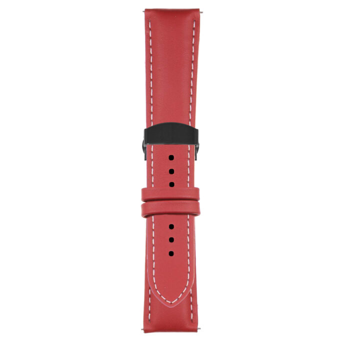 Red and White Classic Men's Strap with Deployant Matte Black Clasp