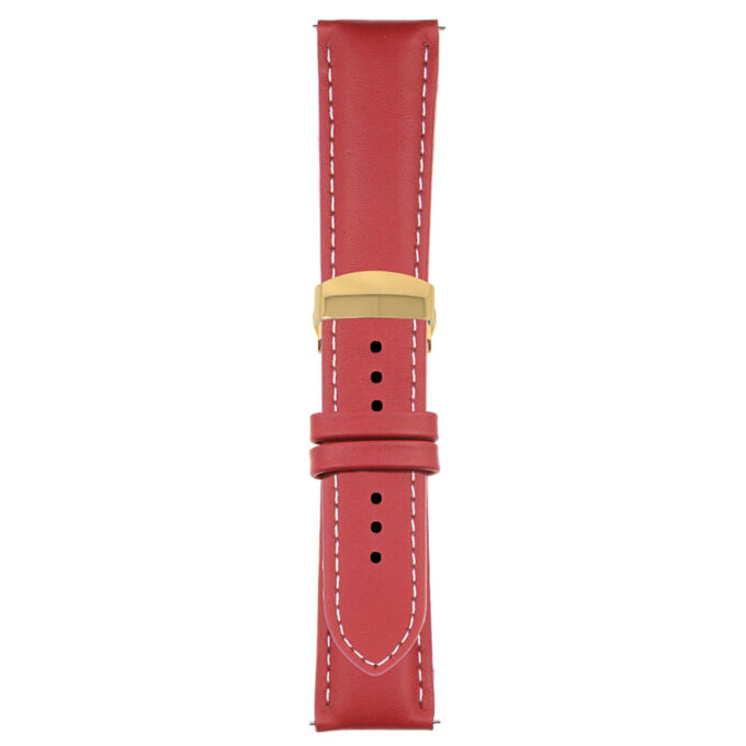 Red and White Classic Men's Strap with Deployant Yellow Gold Clasp