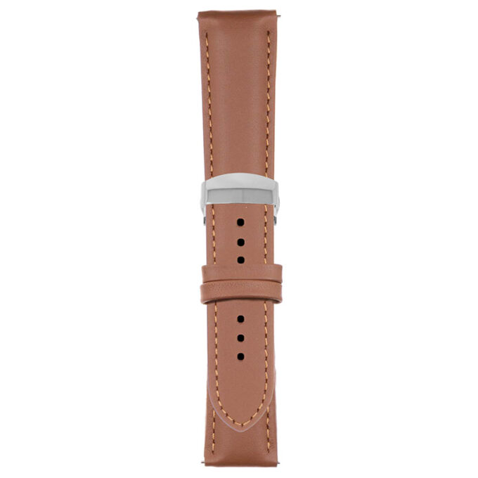 Tan Classic Men's Strap with Deployant Polished Silver Clasp