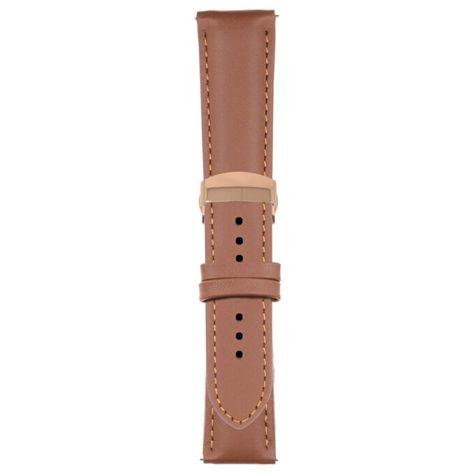 Tan Classic Men's Strap with Deployant Rose Gold Clasp