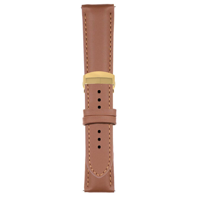 Tan Classic Men's Strap with Deployant Yellow Gold Clasp