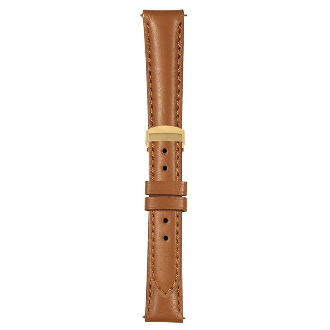 Tan Classic Women's Strap with Deployant Yellow Gold Clasp