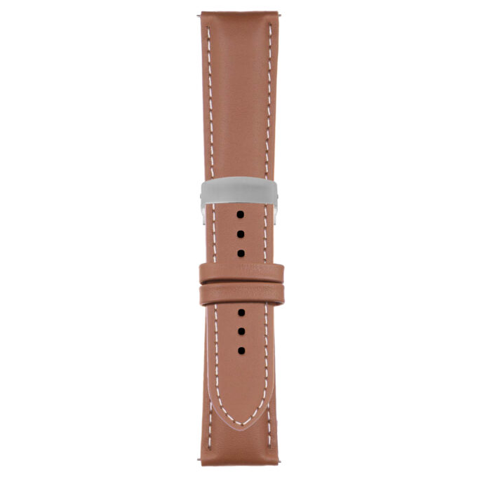 Tan and White Classic Men's Strap with Deployant Brushed Silver Clasp