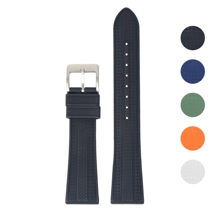 fk20 Gallery Dassari Tapered Gridline FKM Rubber Watch Band Strap 20mm 22mm