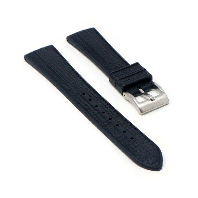 fk20.1 Angle Black Dassari Tapered Gridline FKM Rubber Watch Band Strap 20mm 22mm