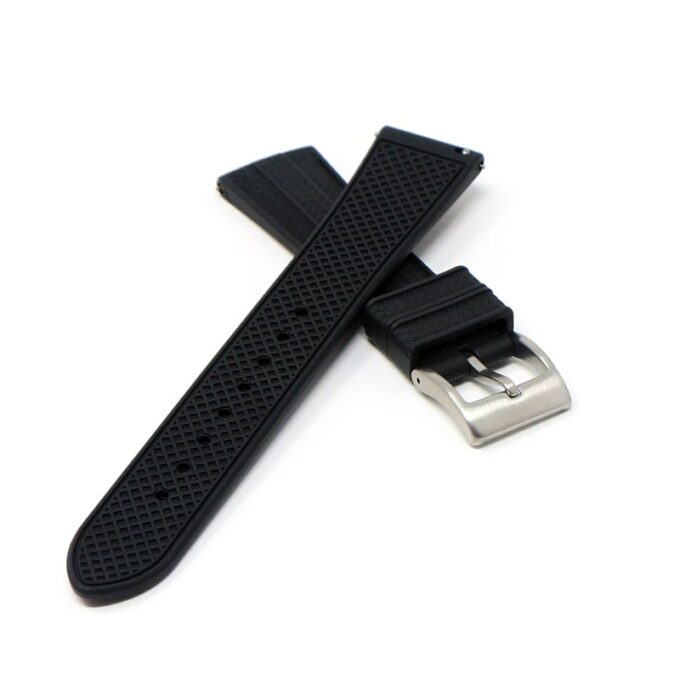 fk20.1 Cross Black Dassari Tapered Gridline FKM Rubber Watch Band Strap 20mm 22mm