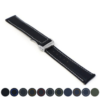 kd5 Gallery Black and White Dassari Sailcloth Watch Band Strap with Deployant Clasp 19mm 20mm 21mm 22mm