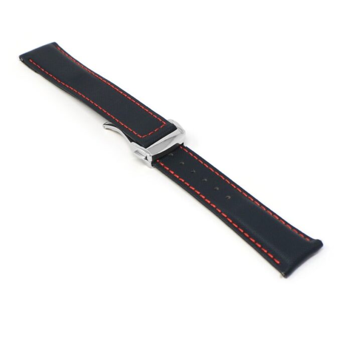 kd5.1.6.ps Angle Black & Red Dassari Sailcloth Watch Band Strap with Deployant Clasp 19mm 20mm 21mm 22mm